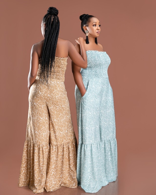 ZURI JUMPSUIT - BLUE AND BROWN